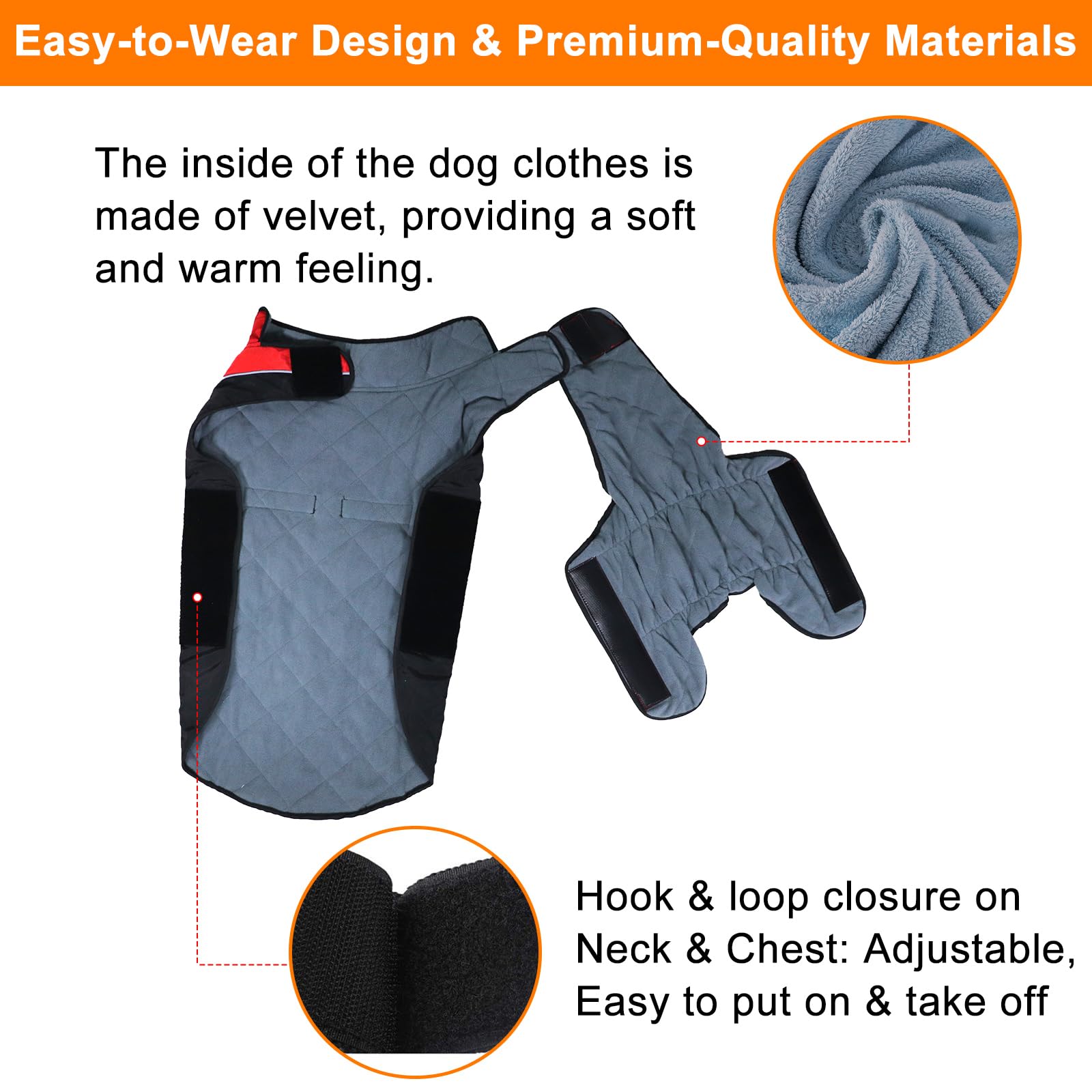 Dog Coat, Dog Jacket with Harness, Dogs Coats Waterproof, Reflective Winter Fleece Jackets, Fleece Lining Warm Vest - Image 3