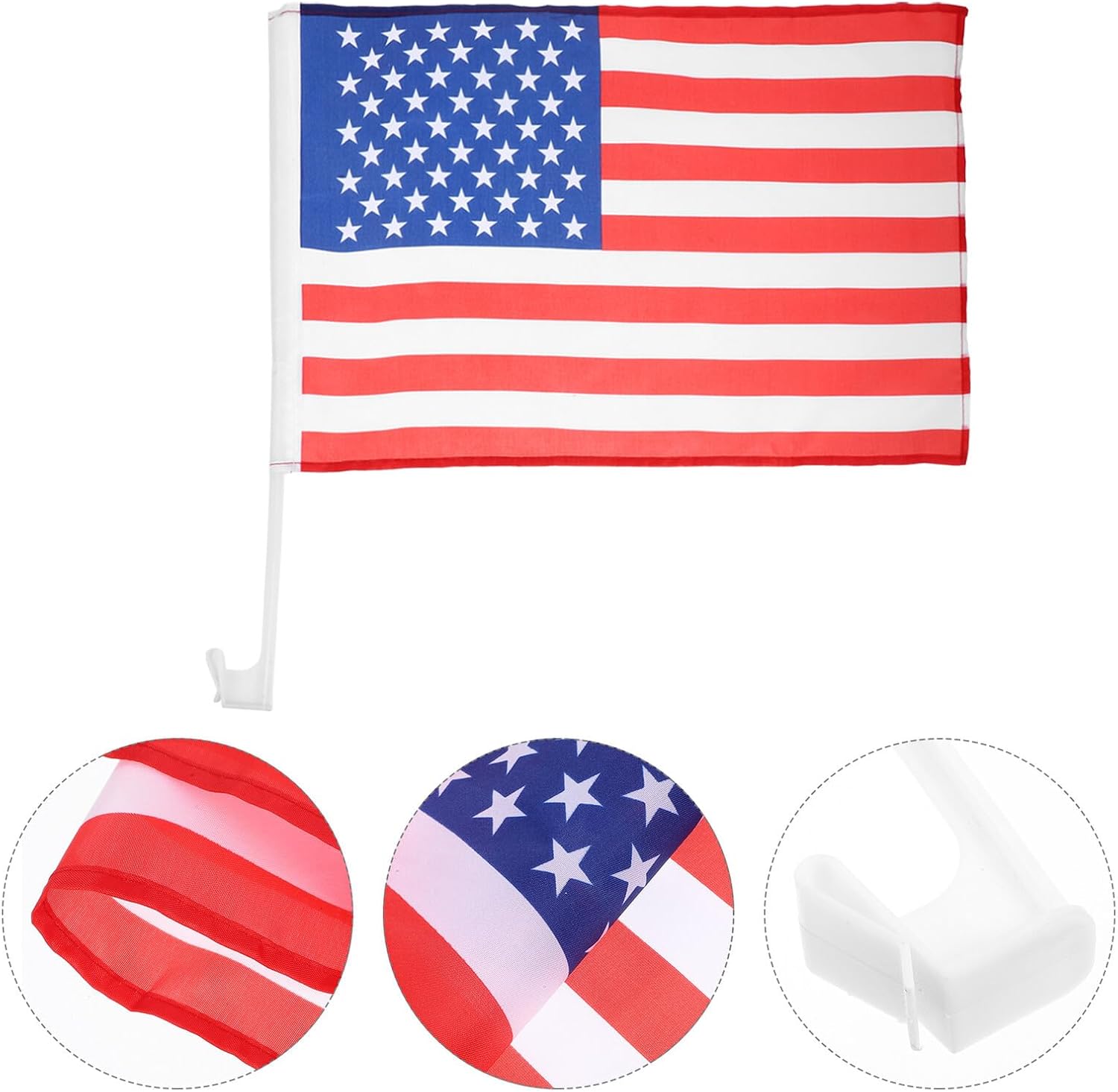 4pcs American Car Window Flags 30x45cm Polyester Replacement Car Flags for Vehicles, Truck and Suv Window Flagpoles, Patriotic Auto Accessories for Outdoor Sports Fans