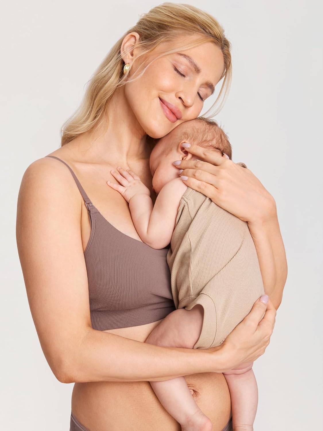 MOMANDA Ribbed Nursing Bras for Breastfeeding Soft Lift Maternity Sleep Bra Wireless Seamless Comfy Bralettes