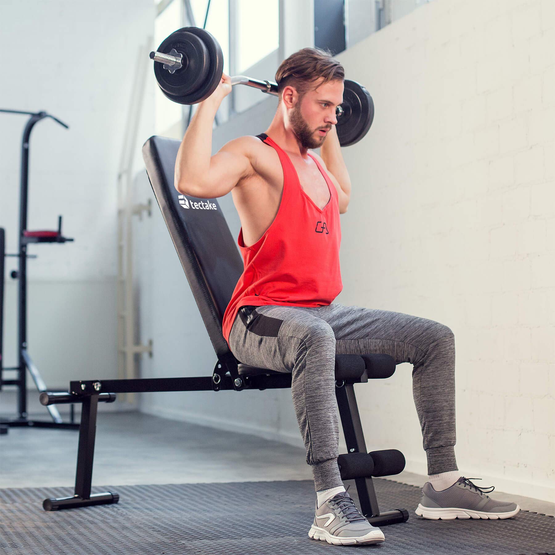 Banc de Musculation d'Haltères pour Abdominaux Pliable Station de dips incluse e