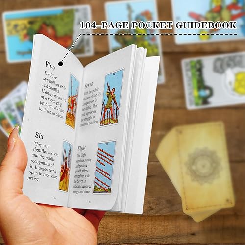 Miniatura 6 de DEBIDSTL Tarjetas de tarot para principiantes, 78 cartas de tarot clásicas con guía y bolsa de almacenamiento de terciopelo, cartas de tarot