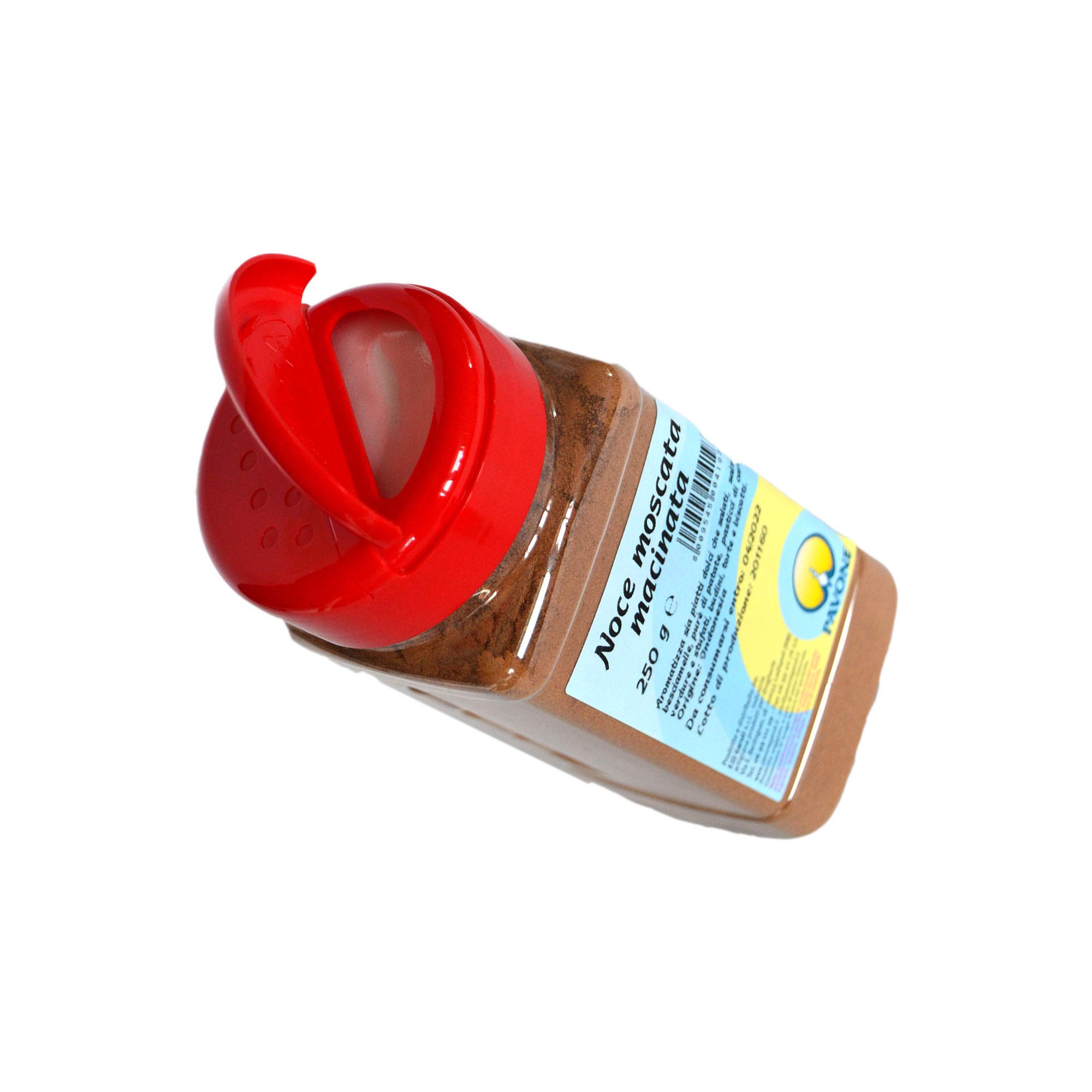250 g de nuez moscada molida en polvo en dispensador para platos dulces y salados