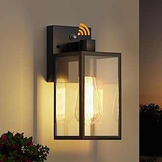 WIHTU Dusk to Dawn Outdoor Lighting Fixtures, Exterior Front Porch Light, Black Sensor Wall Sconce Lamp, Waterproof Wall Lantern, Anti Rust Outside Coach Lights for House, Doorway, Garage