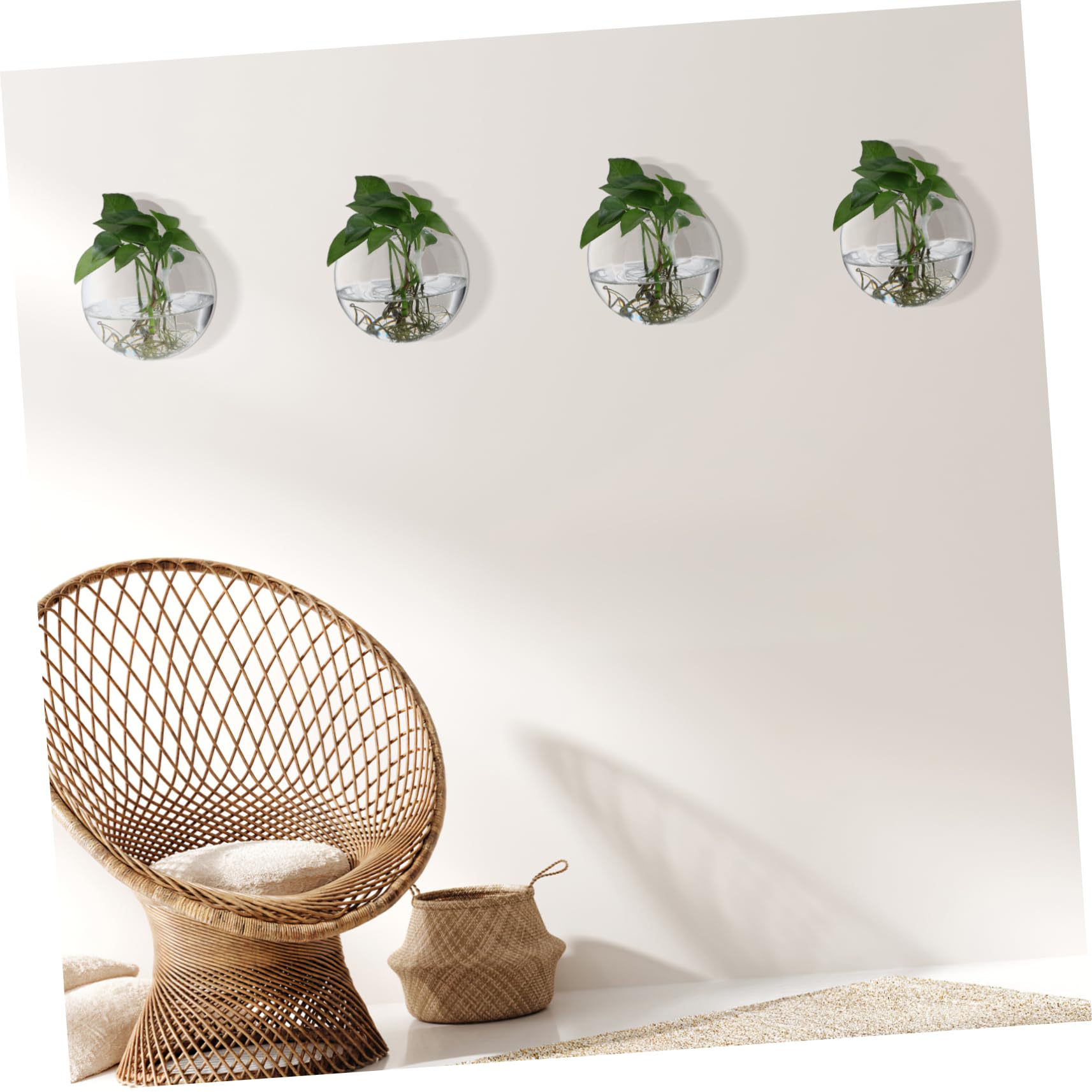 4Piezas Macetas de Transparentes para Pared Estación de Propagación de Plantas Colgantes Jarrones Redondos para Decoración de Interiores Diseño Elegante y Ahorrador