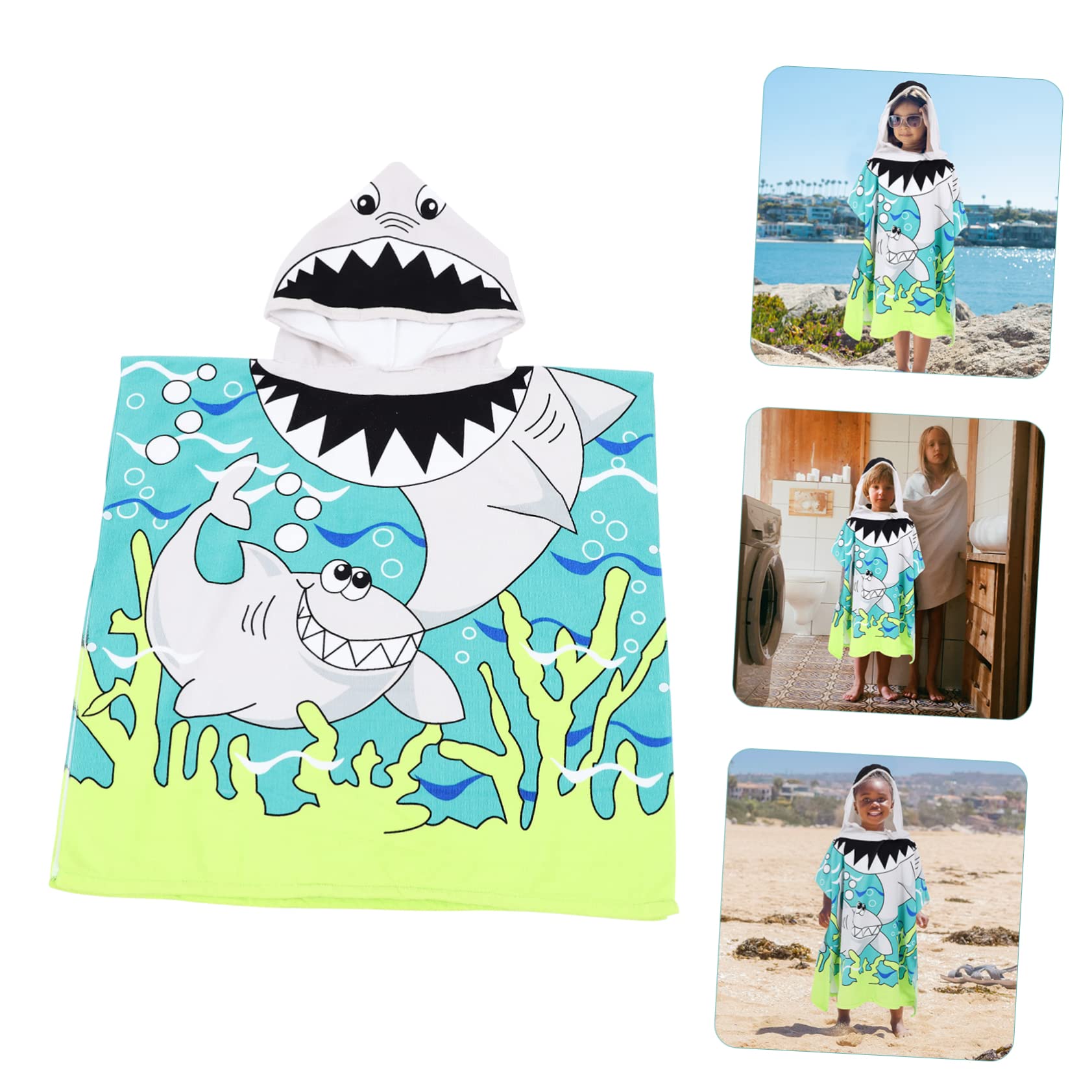 VICASKY 4stücke Hooded Junge Mädchen Bademantel Saugfähiges Badetuch Mit Cartoon-Muster Für Mädchen Nach Dem Baden Oder Schwimmen Schützt Vor Kälte Weiches Mikrofaser-Material