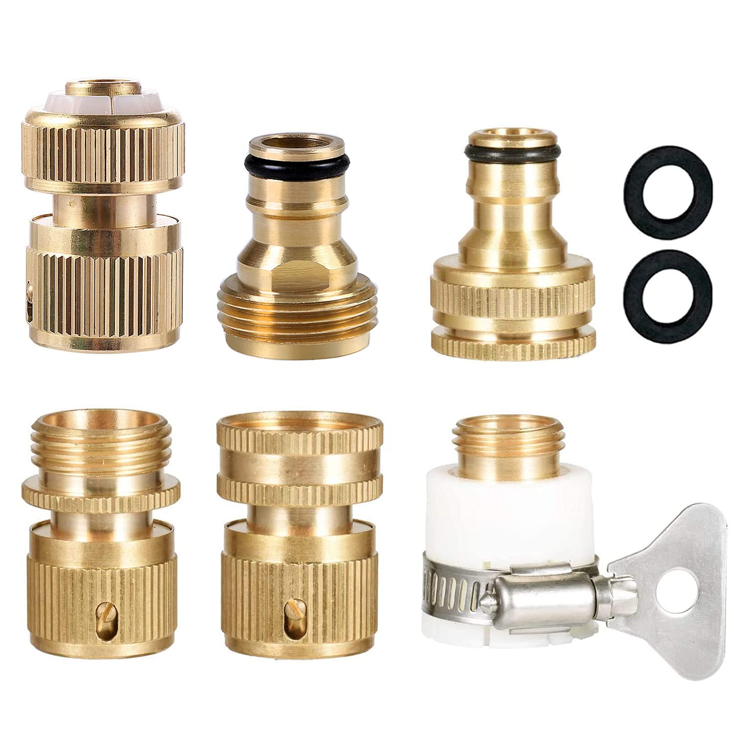 Buy Tesmotor 6 Pack Brass Garden Hose Quick Connector Fittings