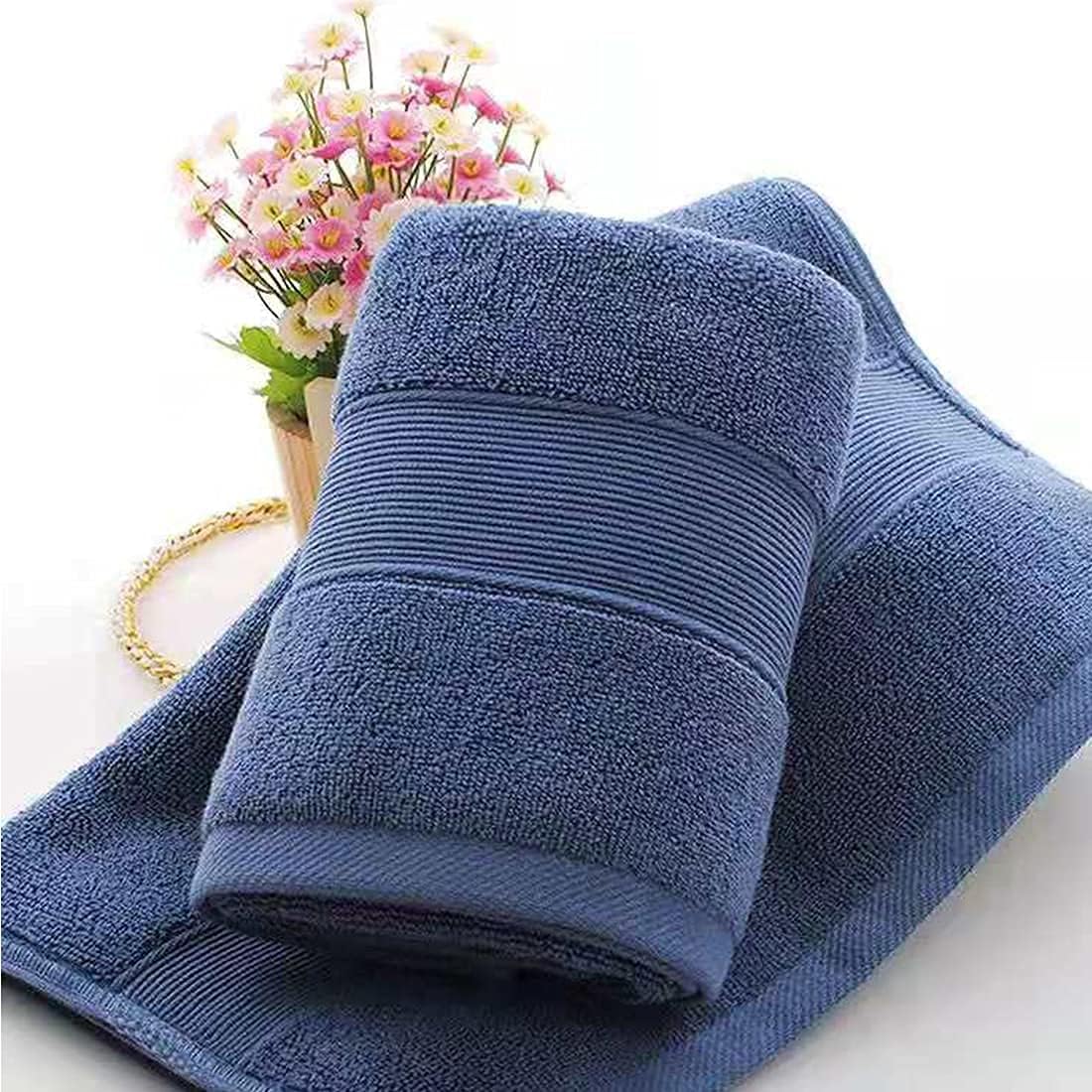 Lchkrep Bathroom Hand Towels (14x30 inch), Home Soft Cotton Super Soft Highly Absorbent Hand Towels for Bath, Hand, Face, Gym and Spa (Navy Blue,2 Pack) image 3