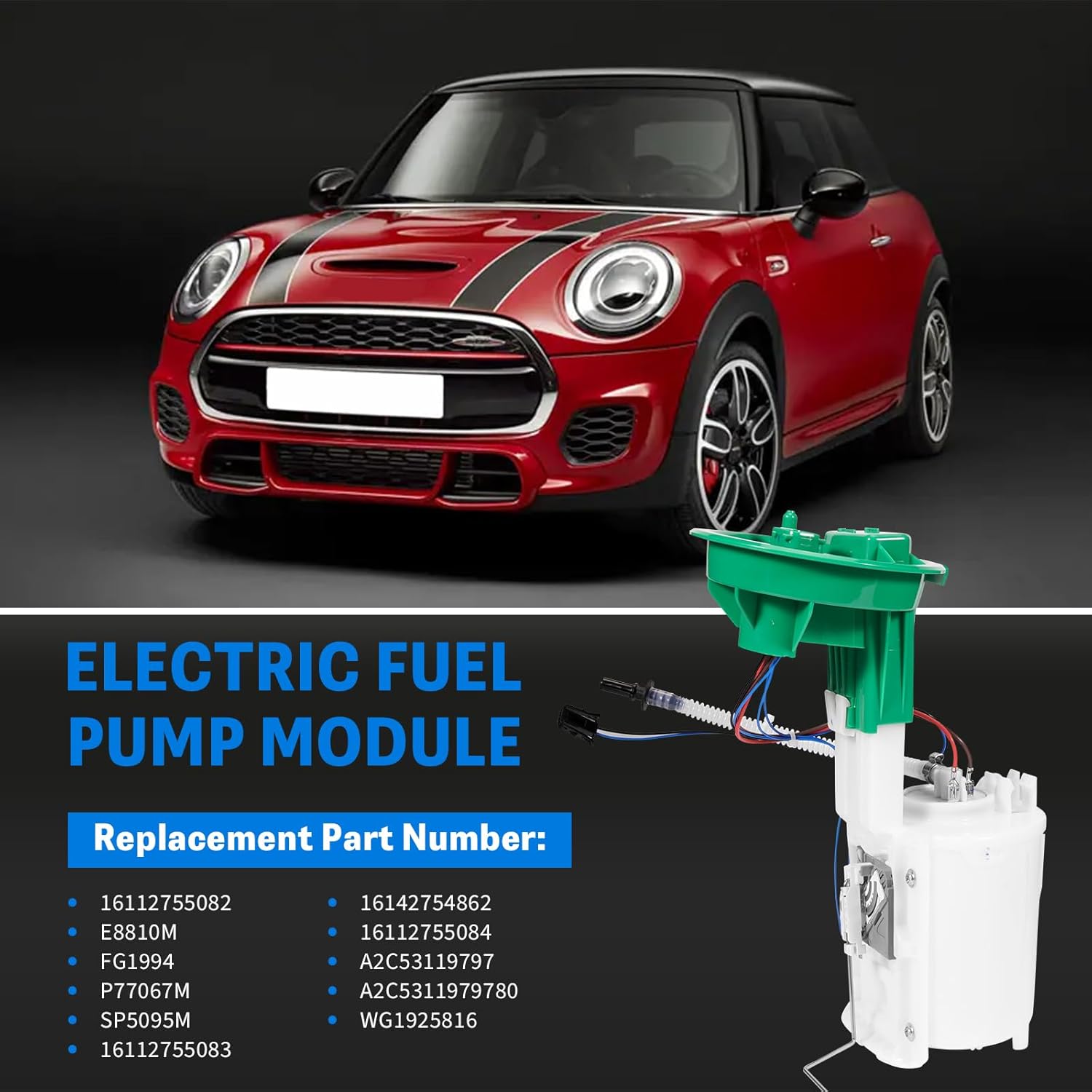 16112755084 Electric Fuel Pump Module,Compatible with 2007-2015 Mini Cooper S JWC R55 R56 R57 R58 R59 1.6L,Replacement 16112755082,E8810M, Left & Right