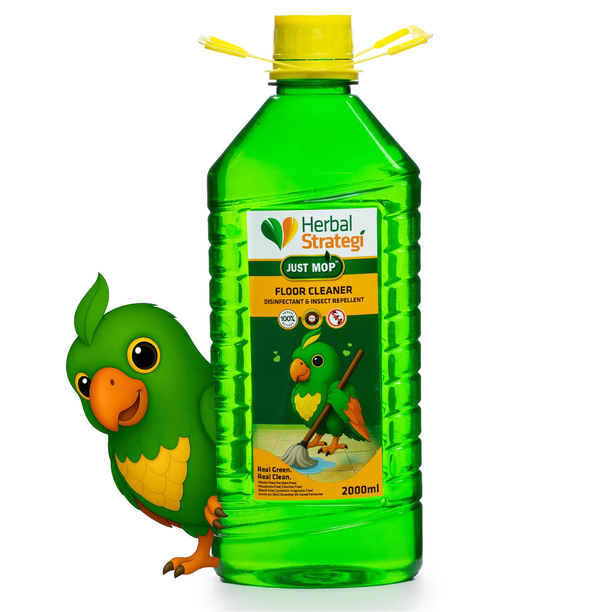 Just Mop Herbal Floor Cleaner Liquid, Natural Disinfectant & Insect Repellent, 2L