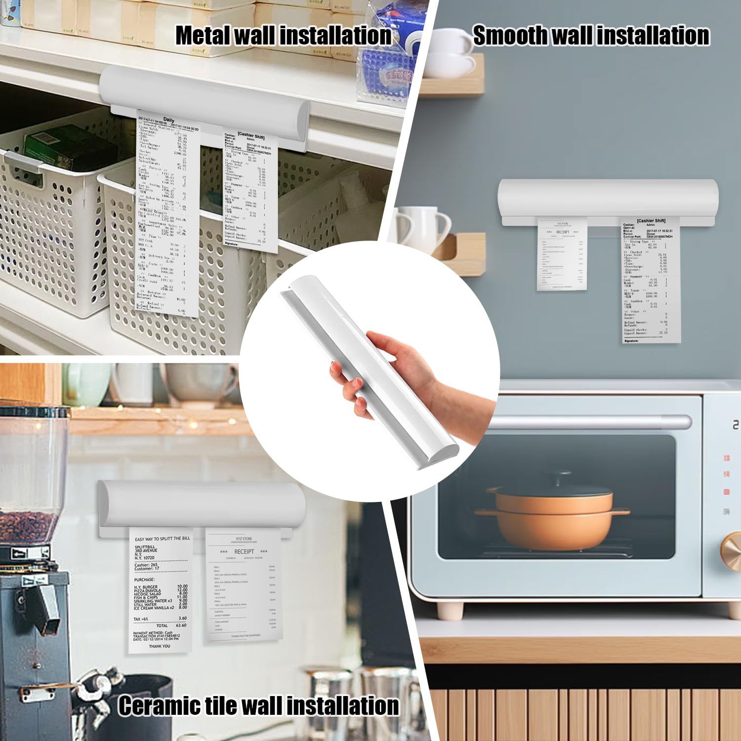 Side Check Rack Ticket Holder Wall Mounted Slide Check Rack Aluminum Food Bill Ticket ...