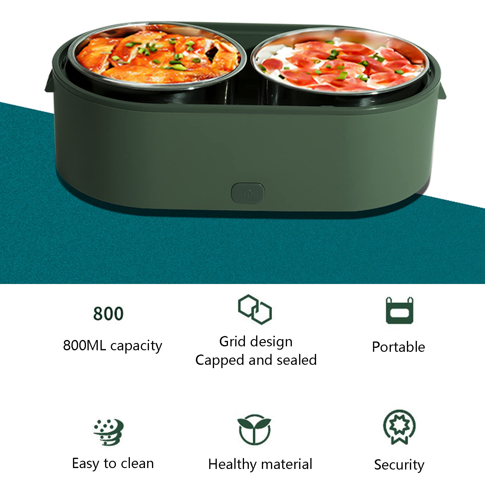 Przenośny izolowany elektryczny podgrzewacz do żywności ze stali nierdzewnej dla dorosłych podgrzewany pojemnik na lunch z funkcją mini kuchenki mikrofalowej różowy