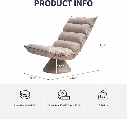 Miniatura 2 de ijuicy Silla giratoria para juegos, silla reclinable de carreras de 360 grados con base giratoria y respaldo ajustable, sofá de suelo perezoso de