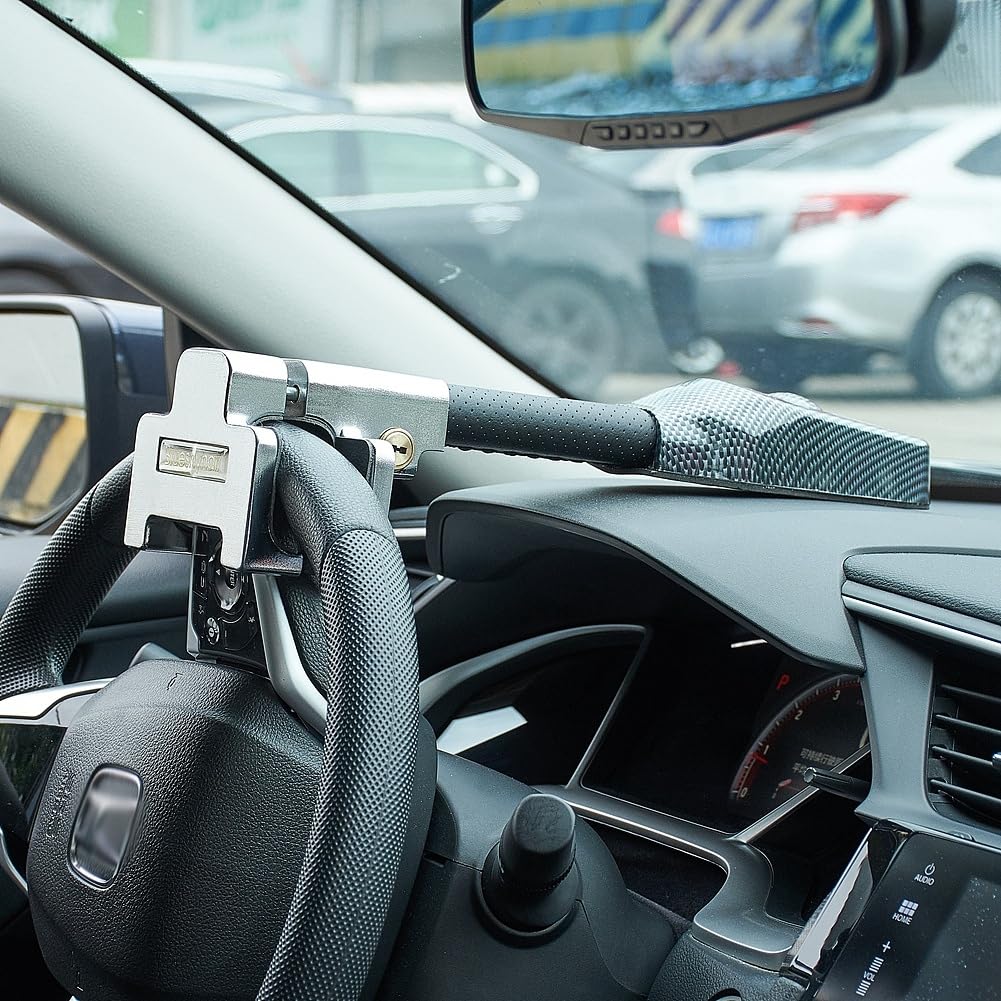 XhuangTech Antivol de Volant avec Alarme, très résistant, antivol de Voiture, prévention du vol de Voiture, Ajustement Universel pour véhicule, Camion, camionnette, VUS
