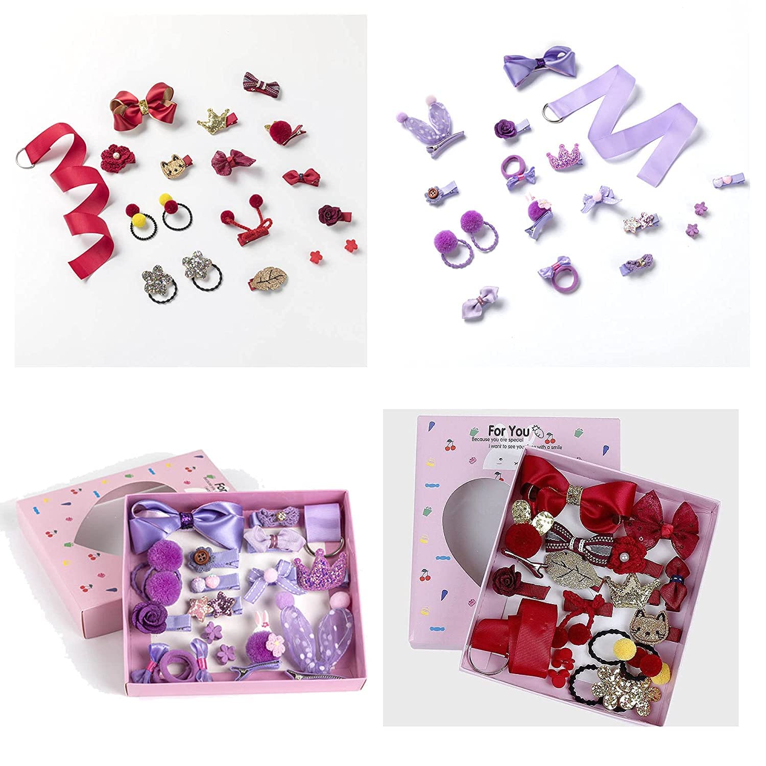FOK Set of 36 Pieces Fancy Headwear Accessories For Baby Girls/Toddlers - Purple, Red (B09R7NXYR5) Amazon Price History, Amazon Price Tracker