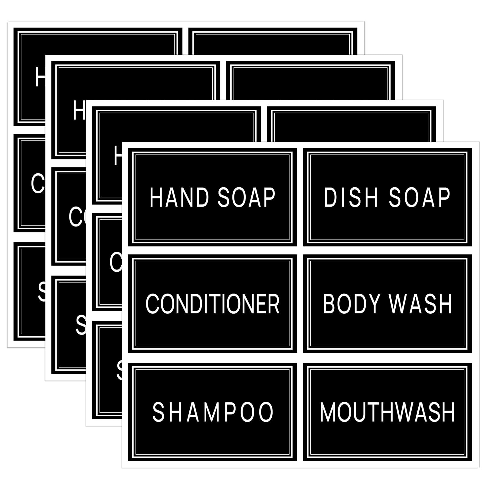 HVSWLY Hand Soap Shampoo and Conditioner Bottles Label Stickers, Self-Adhesive Bathroom Labels for Organizing，Waterproof Labels for Dispenser Bottles