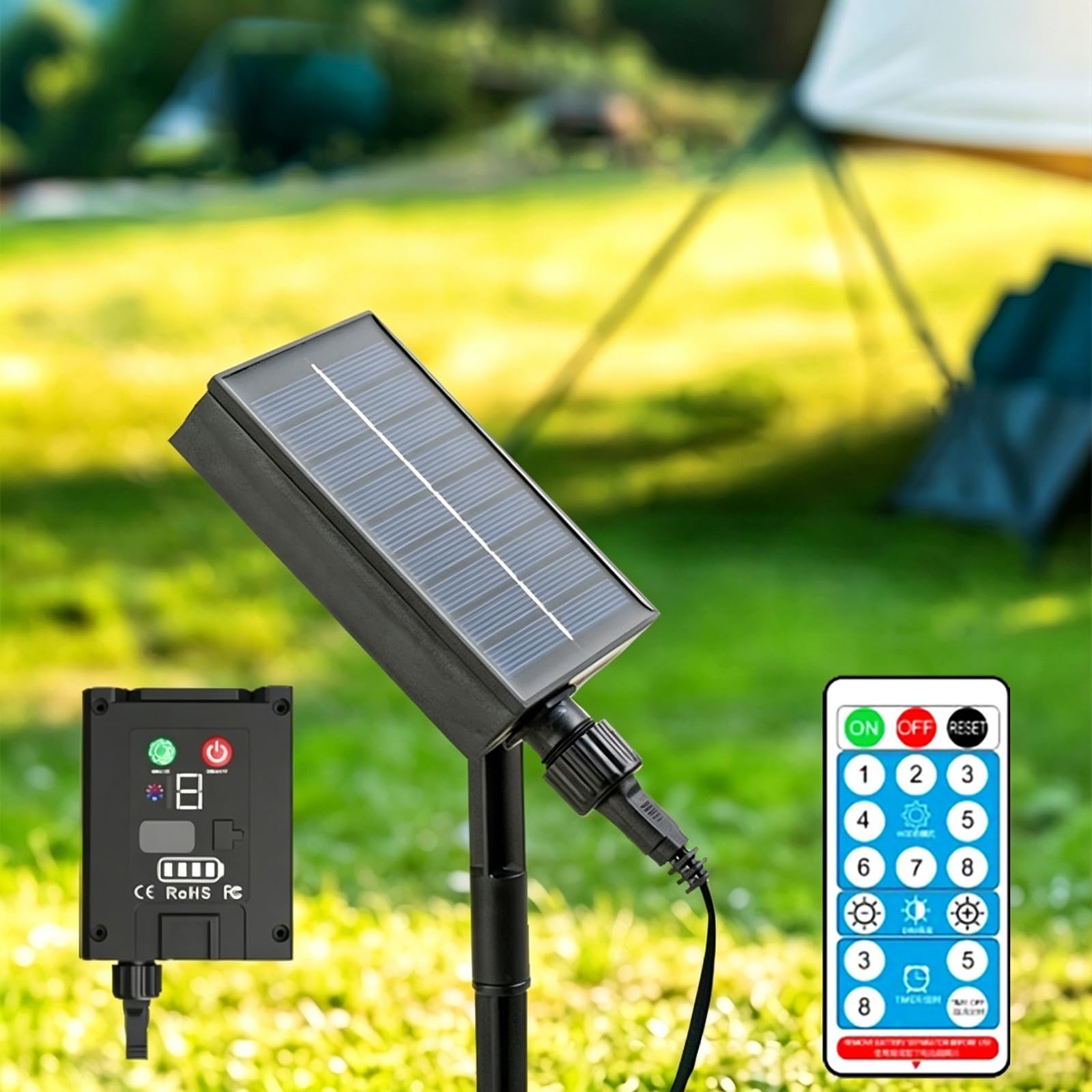 Yomistar 1200 mAh Solar Panel Control Box Kits, 3.7 V Lithium Battery Panel, 8 Flashing Modes Solar Fairy Lights Board with Remote Control for 24V LED Fairy Lights