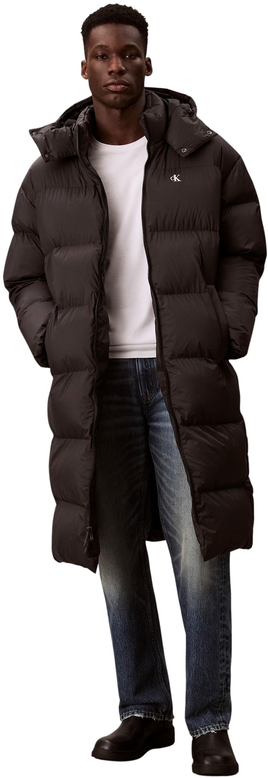 Calvin Klein Men's Hooded Nylon Puffer Coat - Black - S