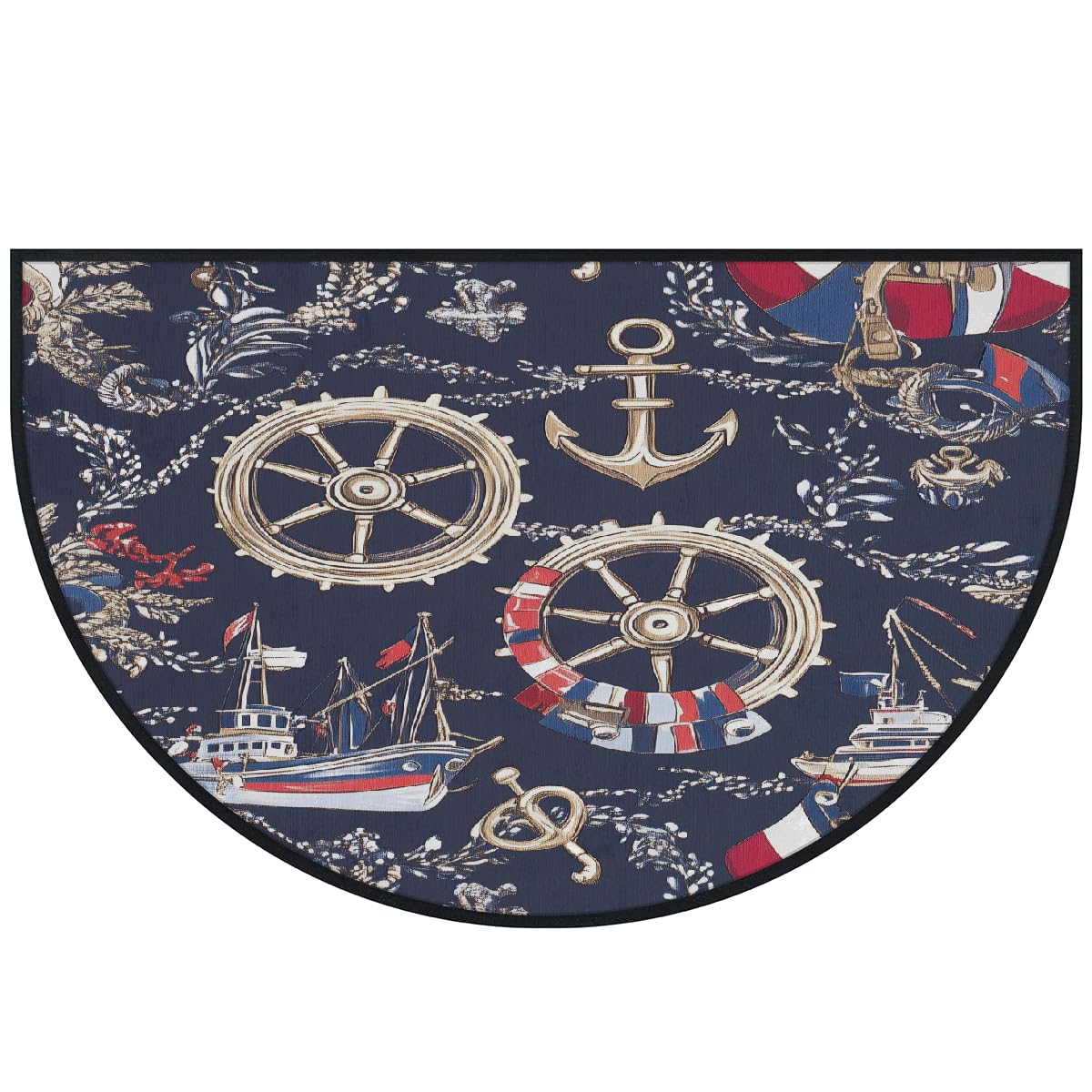 Mexpekil Paillasson bateau en demi-lune pour intérieur et extérieur - Tapis de sol antidérapant - Lavable - Attrape la saleté - 100 x 160 cm