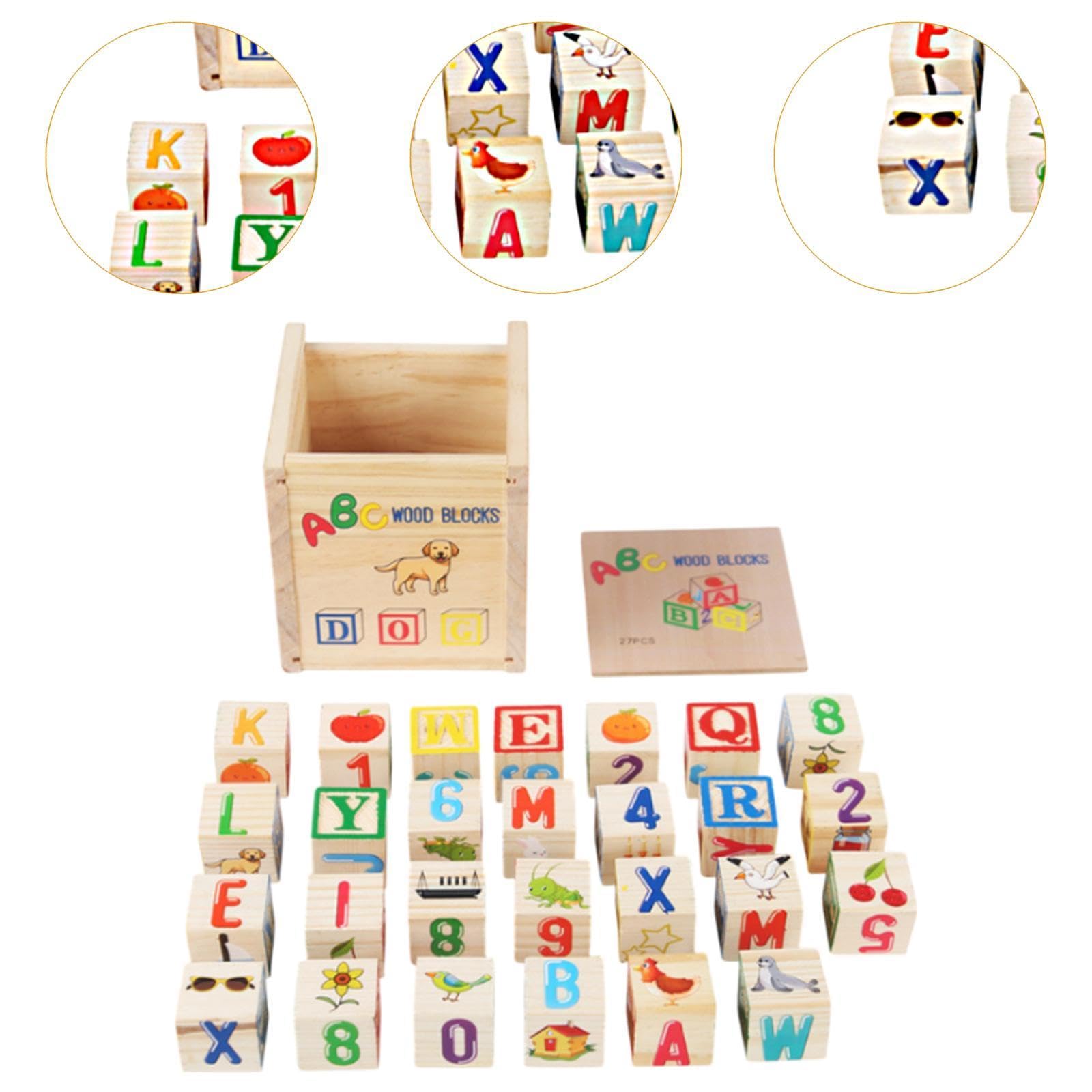 27 Blocs En Bois En Forme de Lettres pour Des Jeux éducatifs et Amusants à Empiler