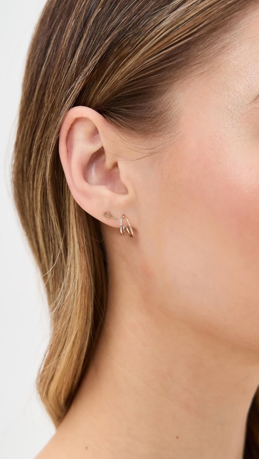 Zoe Chicco Women's 14k Mixed Yellow & White Gold Double Wire Huggie Hoops, Gold, One Size - Image 3