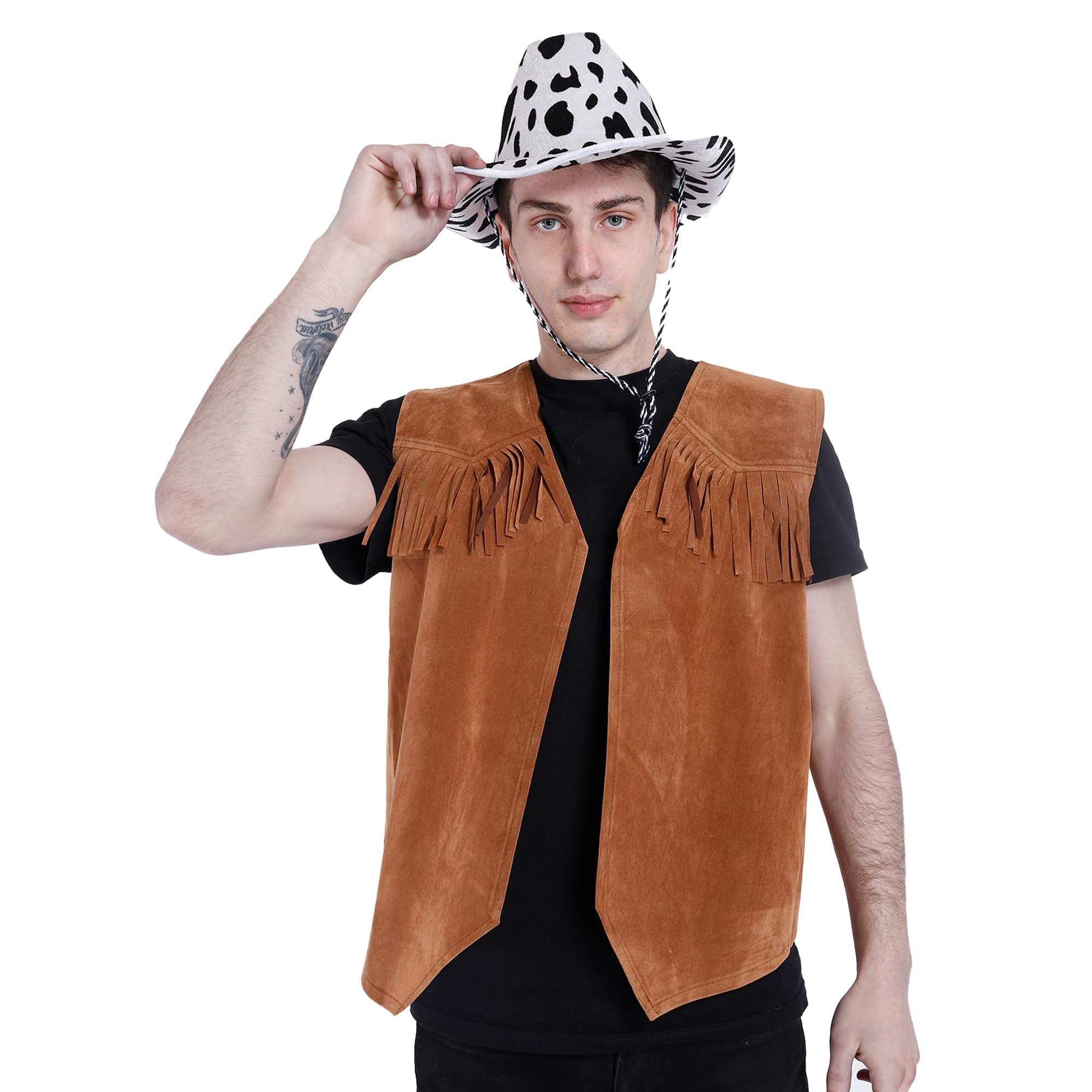 Wildarms Gilet da cowboy occidentale da uomo, perfetto per Halloween, carnevale e feste a tema