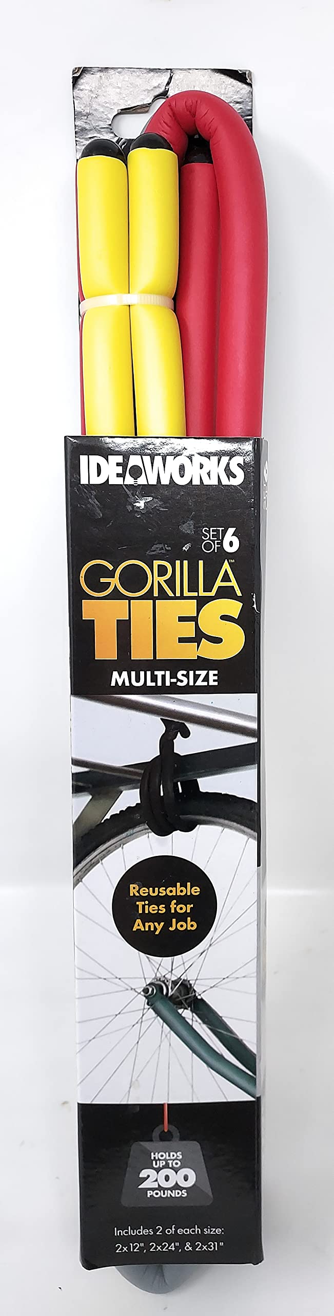 IdeaWorksGorilla Ties Multi-Size Pack of 6, 2 of Each Size: 2x12, 2x24,& 2x31
