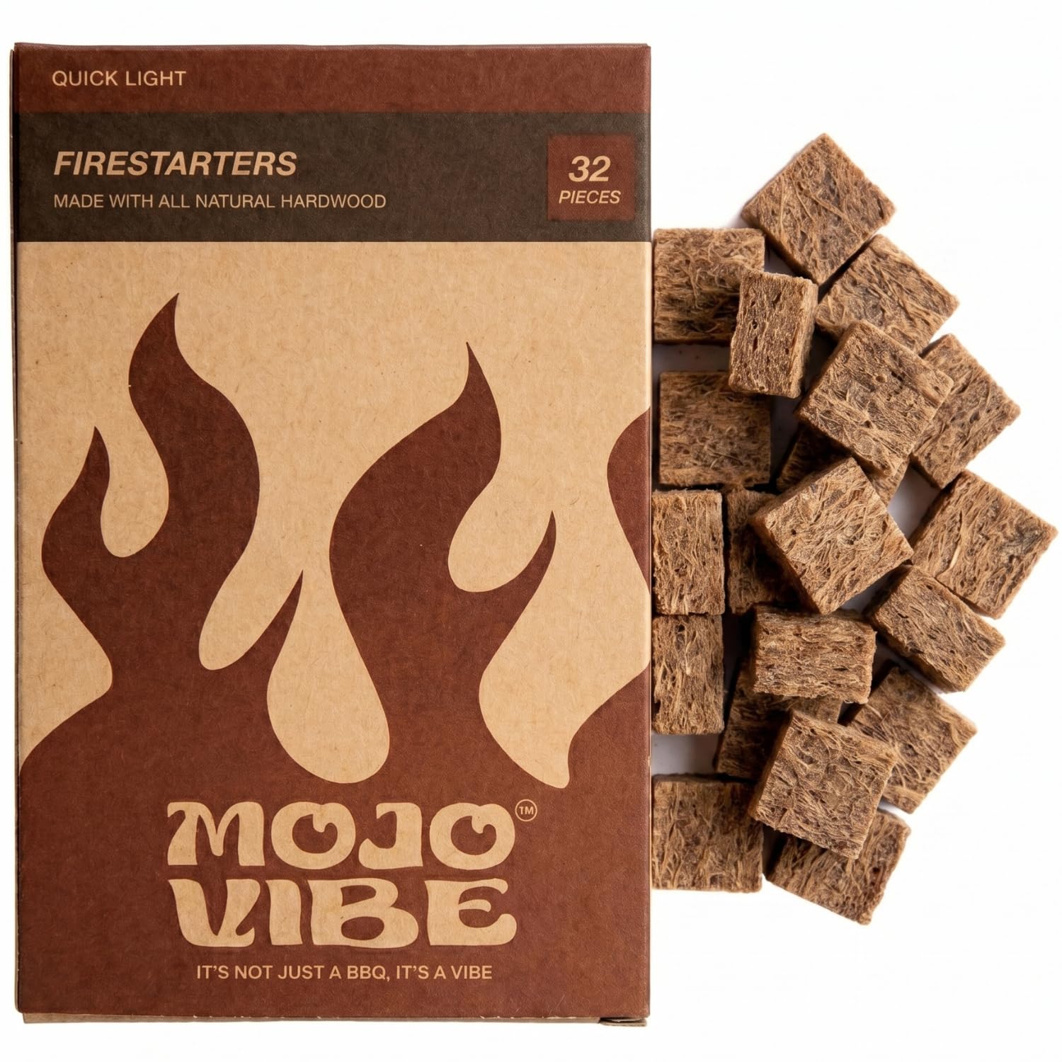 MOJOVIBE BBQ 32Pcs Fire Starter for Barbeque Charcoal Lighter Cubes|As seen on Shark Tank India|All-Natural, High Heat< Easy to Light, Odorless & Non-Toxic-image-39