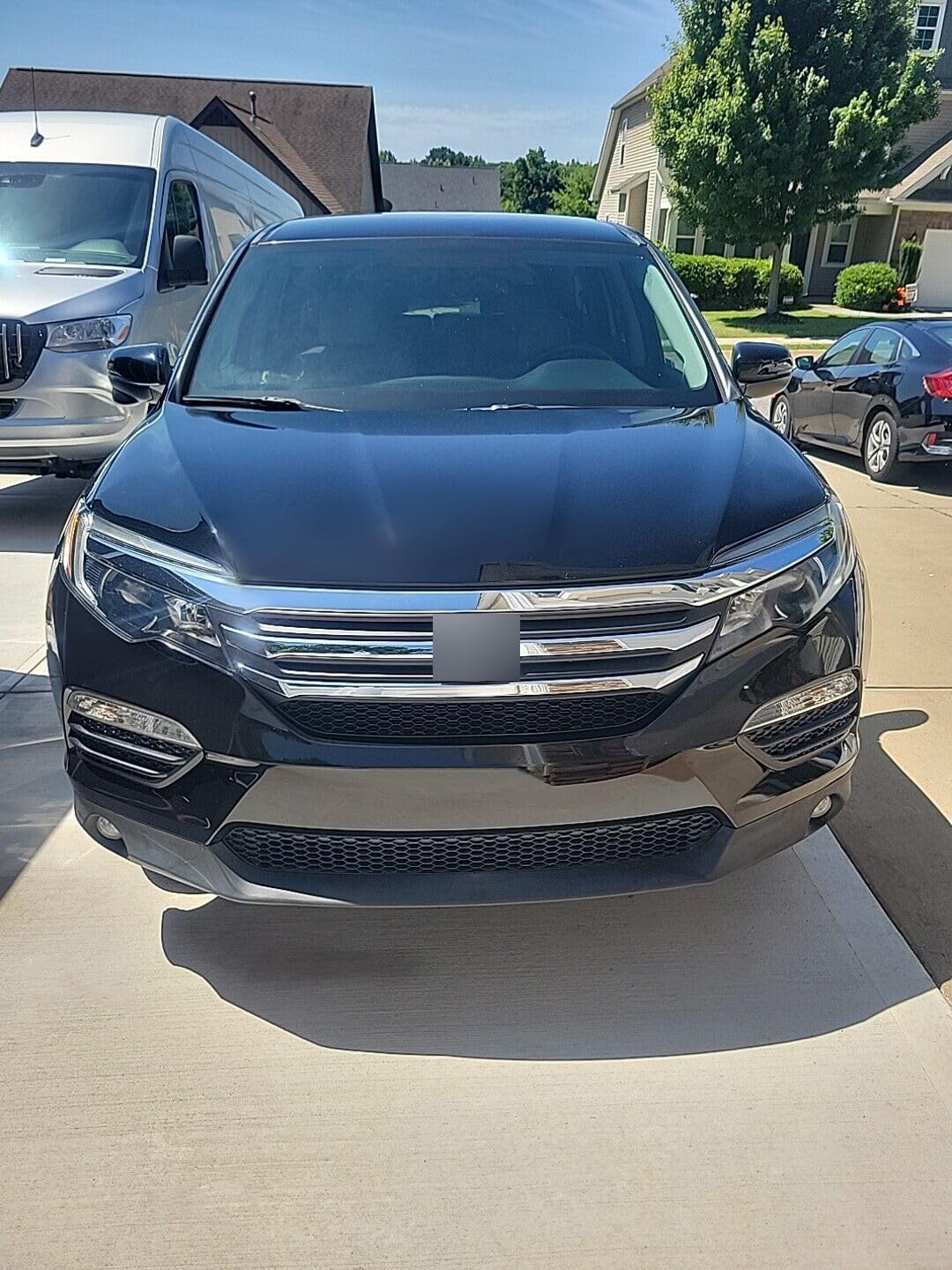 HECASA Front Upper Grille Compatible with 2016-2018 Honda Pilot W/Chrome Trim Molding Mesh Bumper Grill Replacement for HO1200227