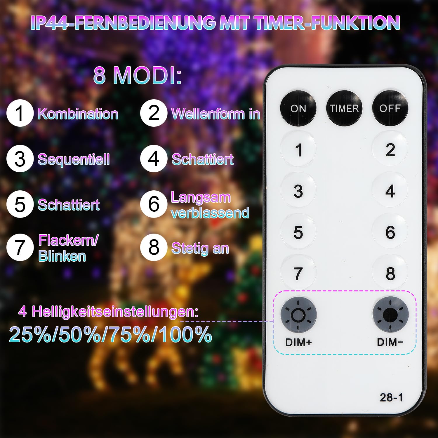 Lichterschlauch Aussen 30m, Warmweiß 300 LEDs Lichtschlauch mit Fernbedienung, IP65 Wasserdicht, 8 Modi dimmbar, Timer und Memory-Funktion für Außen und Innen, Garten, Balkon, Hochzeit, Party