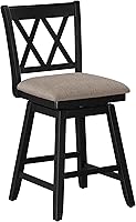 Vista 1 de Home Brookline Swivel Bar Stool Chair with 360° Turn Mechanism, Rustic Farmhouse Stools for Kitchen Counter with Cushion, 24" Seat Height, Black