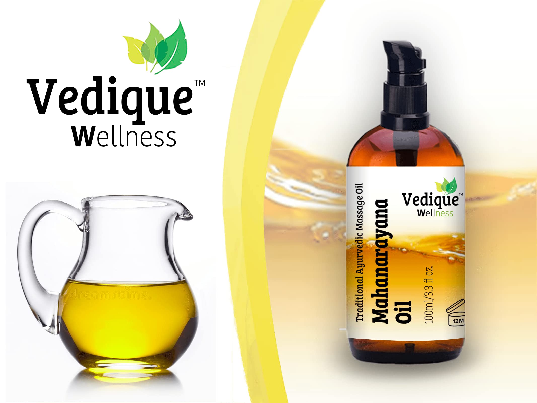 VEDIQUE Remedies olejek z mahanarajany, 500 ml, 100 ml, ponad 50 ziół, klasyczny olejek do masażu ajurwedyjskiego dla mięśni i stawów, balansowanie Vata | całkowicie naturalny