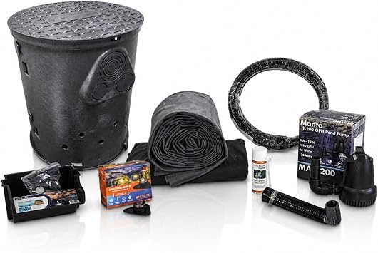 HALF OFF PONDS - Savio Pond Free 1200 Waterfall Kit - 5 ft by 10 ft EPDM Liner, 1,200 GPH Manta Series Water Pump - PXSS5