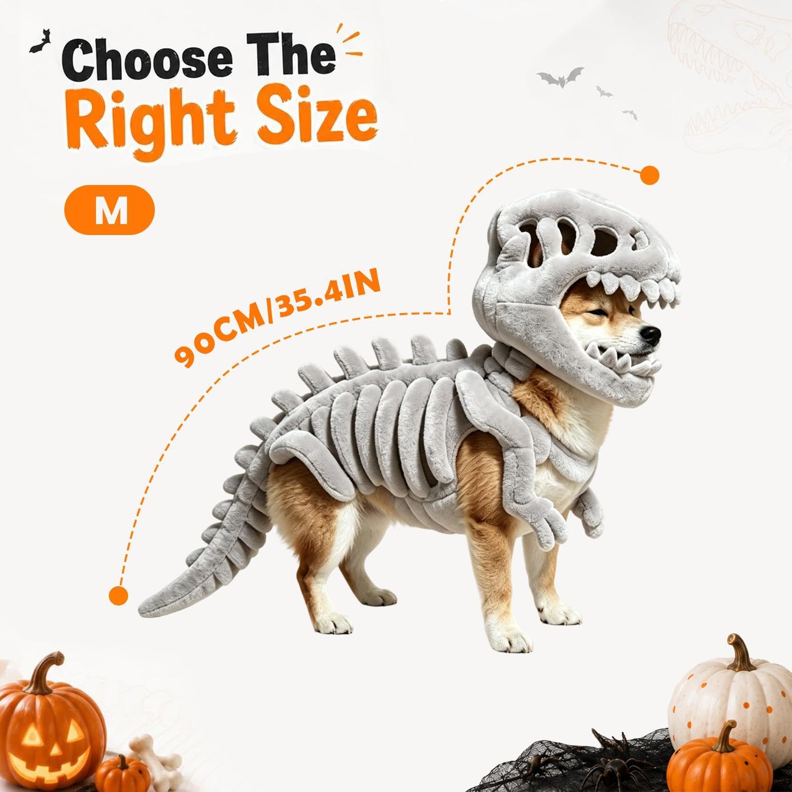 Costume da dinosauro per cani, travestimento da scheletro | Costume da dinosauro per cani, per Halloween, per casa, appartamento, spettacoli teatrali, fotografie, eventi, carnevale
