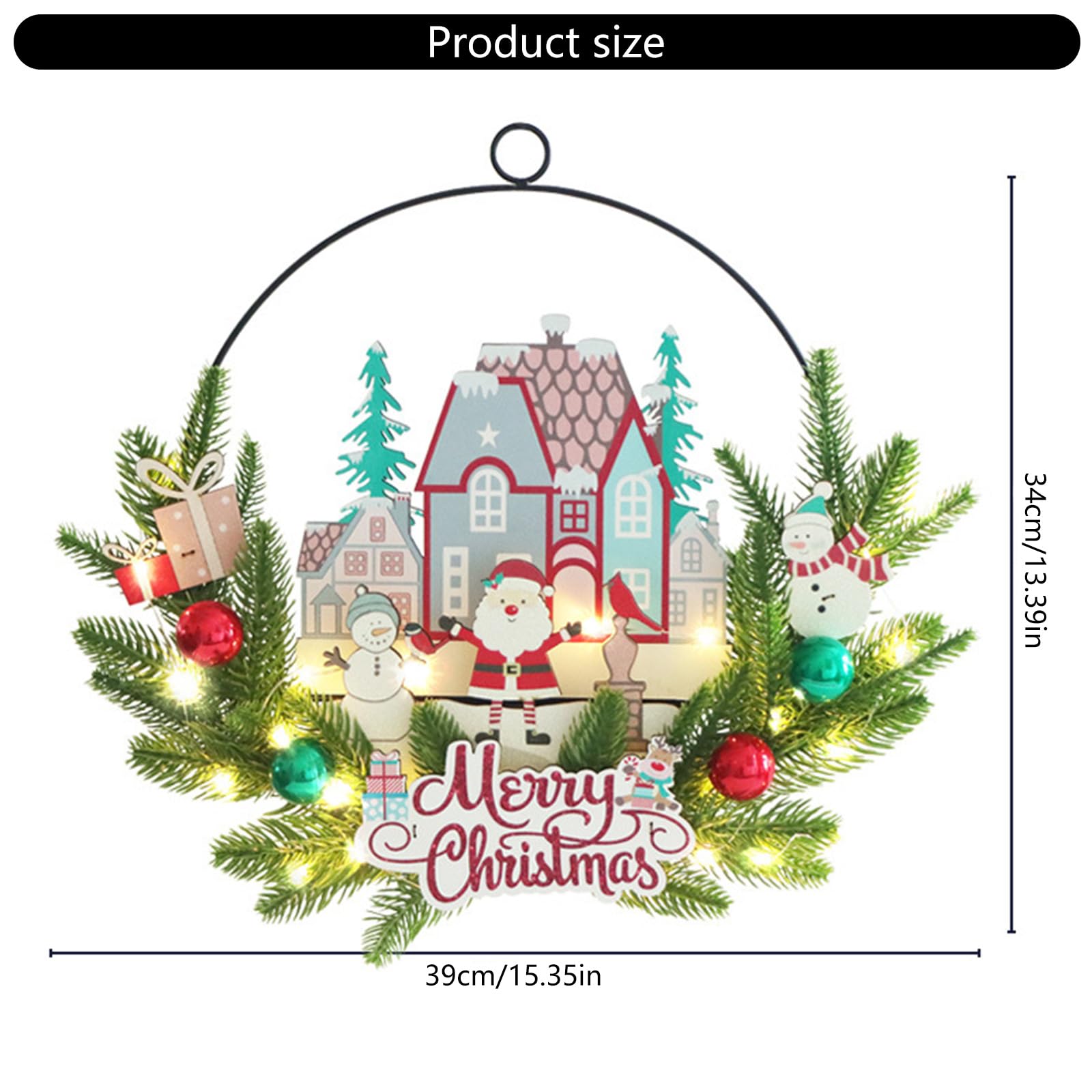 Papá Noel, placa de madera, guirnalda iluminada con LED, decoración de puerta, decoración para Navidad, fiesta, decoración del hogar, decoración interior y exterior