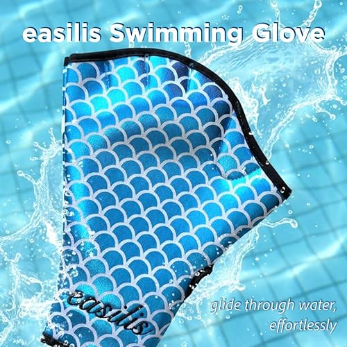 Miniatura 2 de Guantes acuáticos de natación para mujeres y hombres, guantes de agua con resistencia de malla para natación y aeróbic acuático, diseño de escamas
