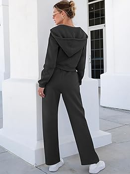 Amazon.com: ANRABESS Women 2 Piece Outfits Sweatsuit Zip Up Crop