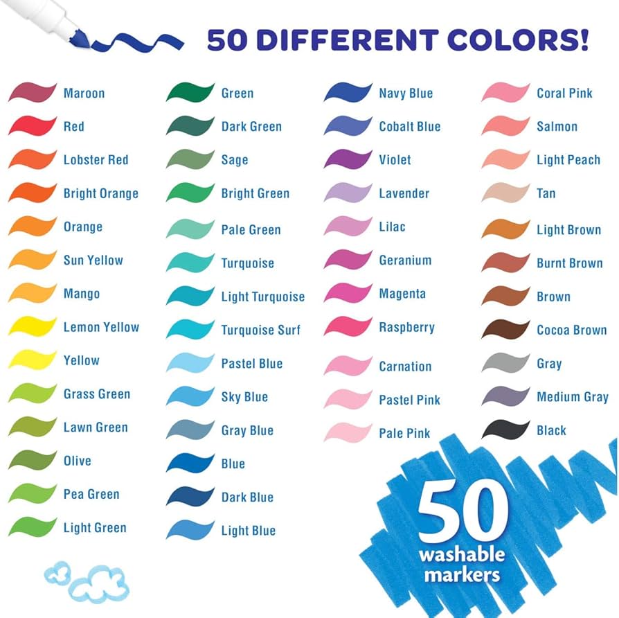 Amazon.com: Crayola Super Tips Washable Markers Age 3+ - 50 Count : Toys &  Games