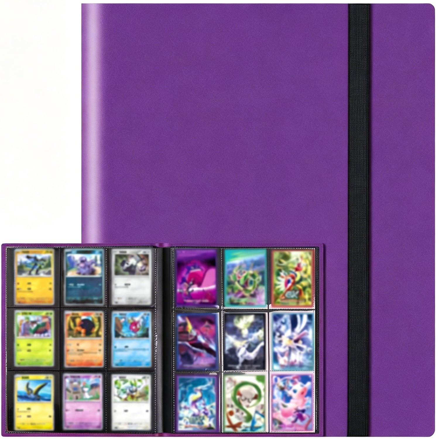 9 Pocket Trading Card Binder, Card Album with 360 Side Pockets, Sports Card Book Card Folder Card Holder Fit for MTG TCG Baseball Football Game Cards(Purple, 360 Pockets)