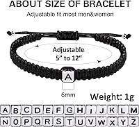 Vista 6 de Initial Bracelets for Couples Women Men Initial Charm Handmade Rope Braided Letter Bracelet for Teens Adjustable Jewelry Father's Day Gifts for Him