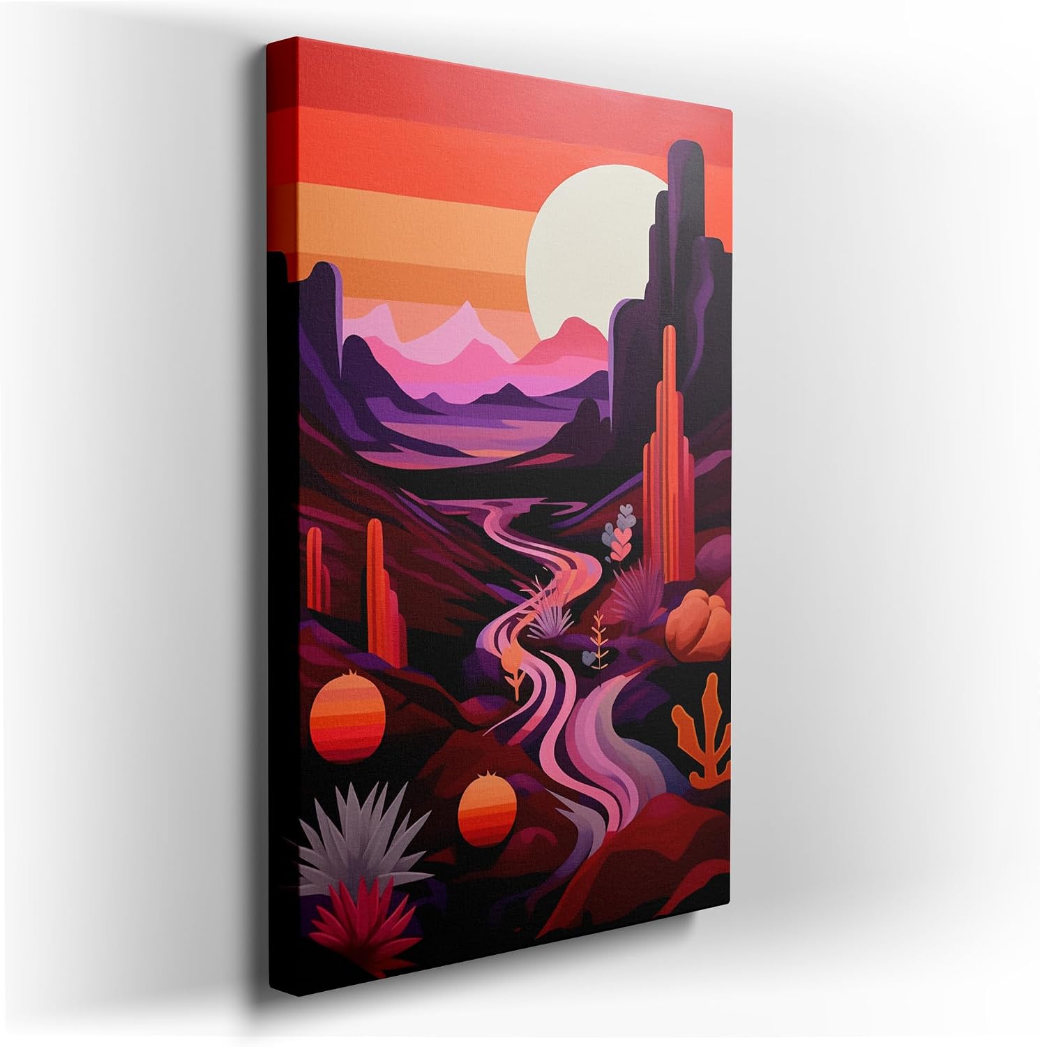Canvas for Living room. Sunset Symphony in the Desert Oasis, 27 x 18 inch Canvas Wall Art - Contemporary Masterpieces - Modern Home Decor - 69x46 cm (27x18 inch)