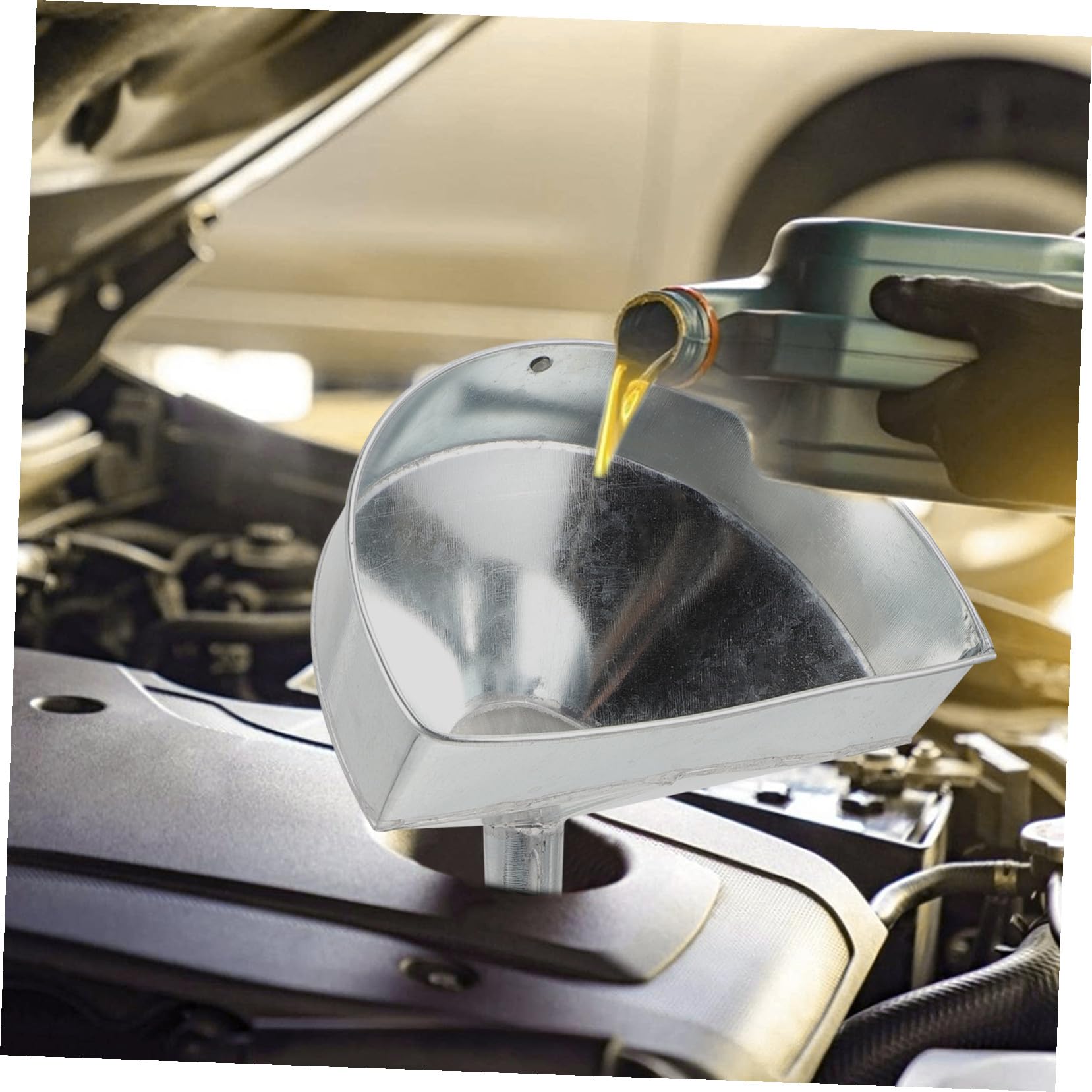 Imbuto per Carburante Auto in Metallo con Filtro Acciaio Inossidabile Beccuccio Angolato Resistente e Antigoccia per Olio Motore Benzina e Gasolio Adatto Veicoli