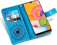 Vista 2 de Asuwish Funda de teléfono para Samsung Galaxy A01 con protector de pantalla de vidrio templado y funda delgada de cuero con soporte para tarjetas