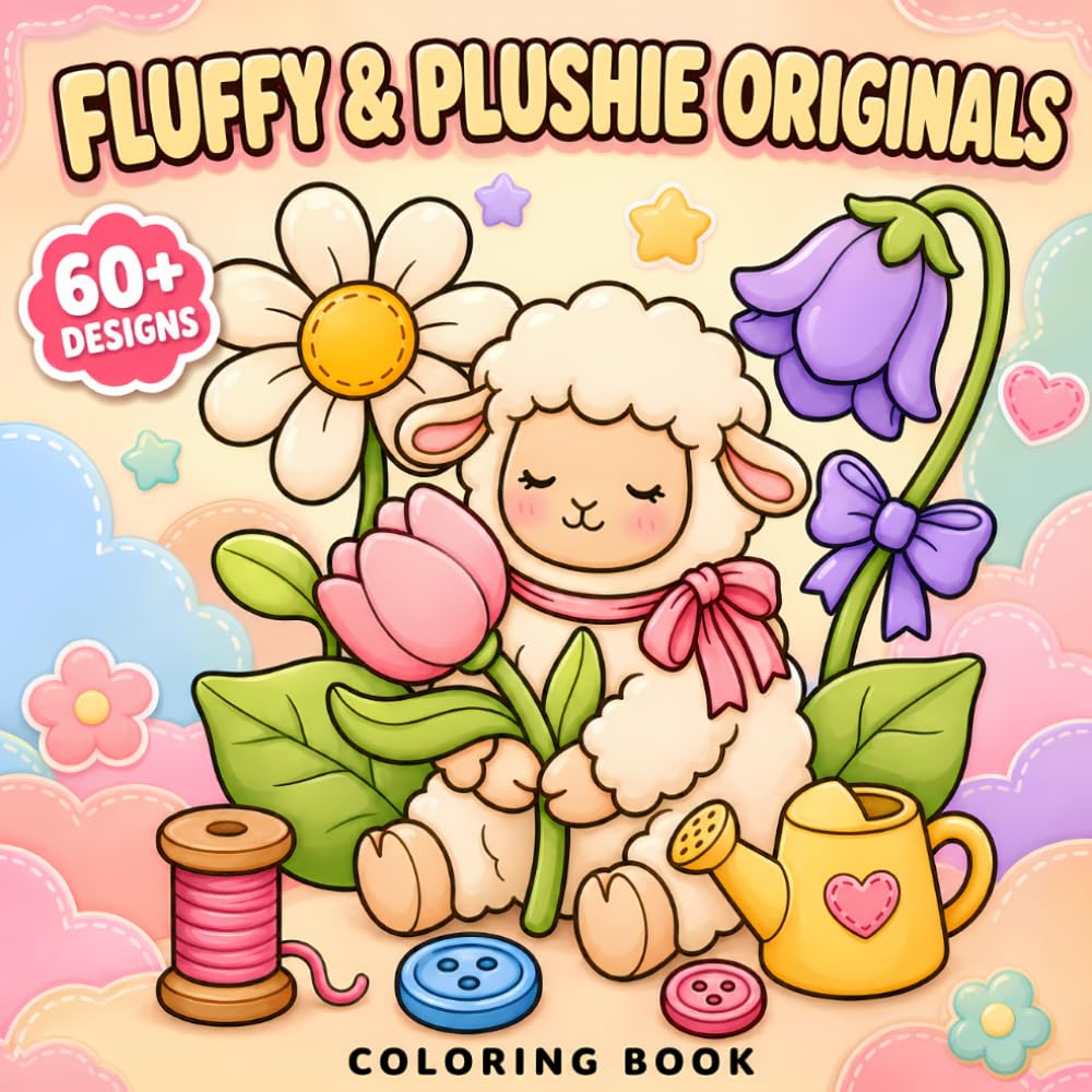 Fluffy & Plushie Originals Coloring Book: Over 60 Sweet Animal Illustrations For Screen Free Joy, Peaceful Moments, And Family Creativity