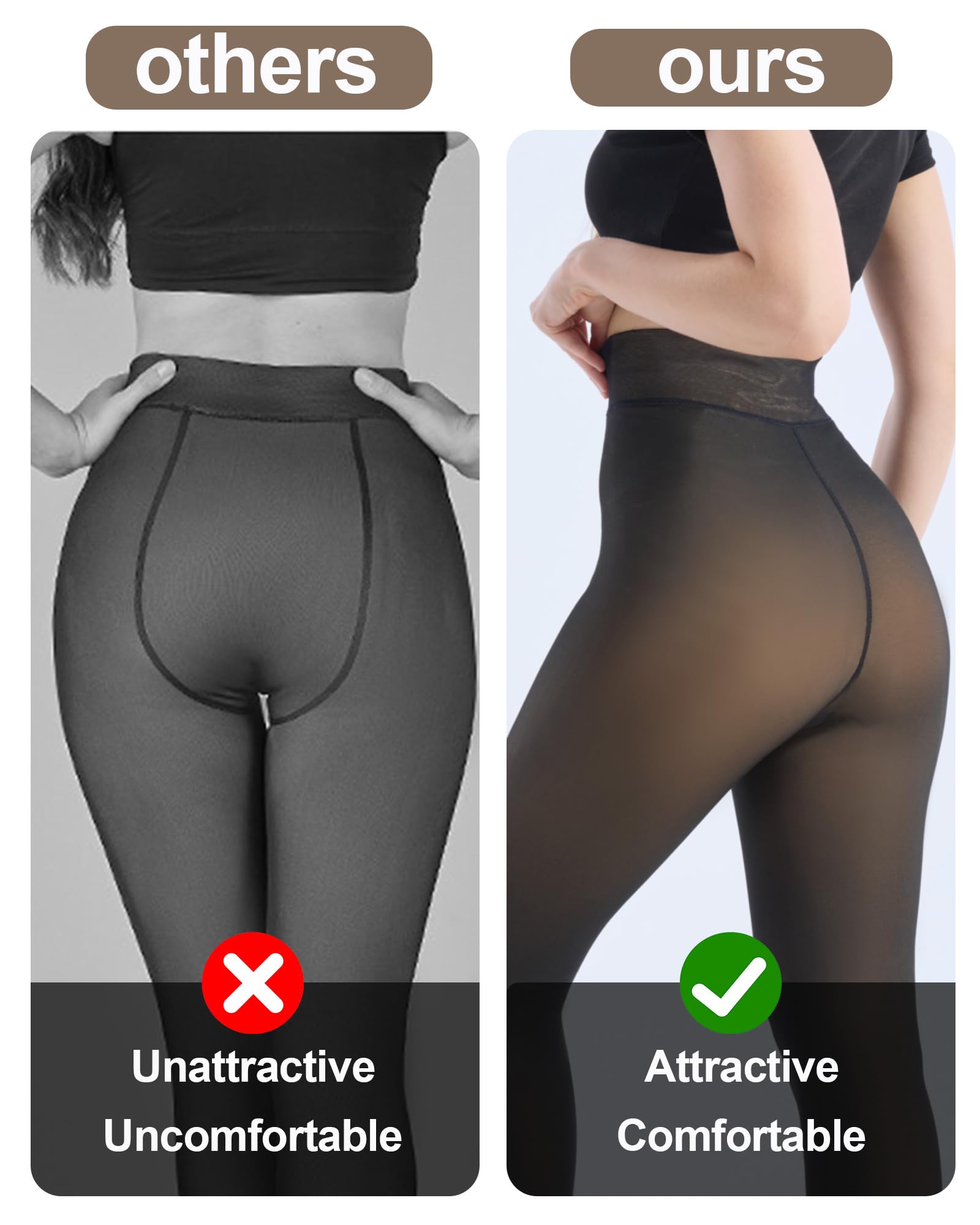 HOWIN Collant Termici Donna, Calzamaglia Termica Donna, Leggins Invernali, Collant Felpati, Fleece Tights