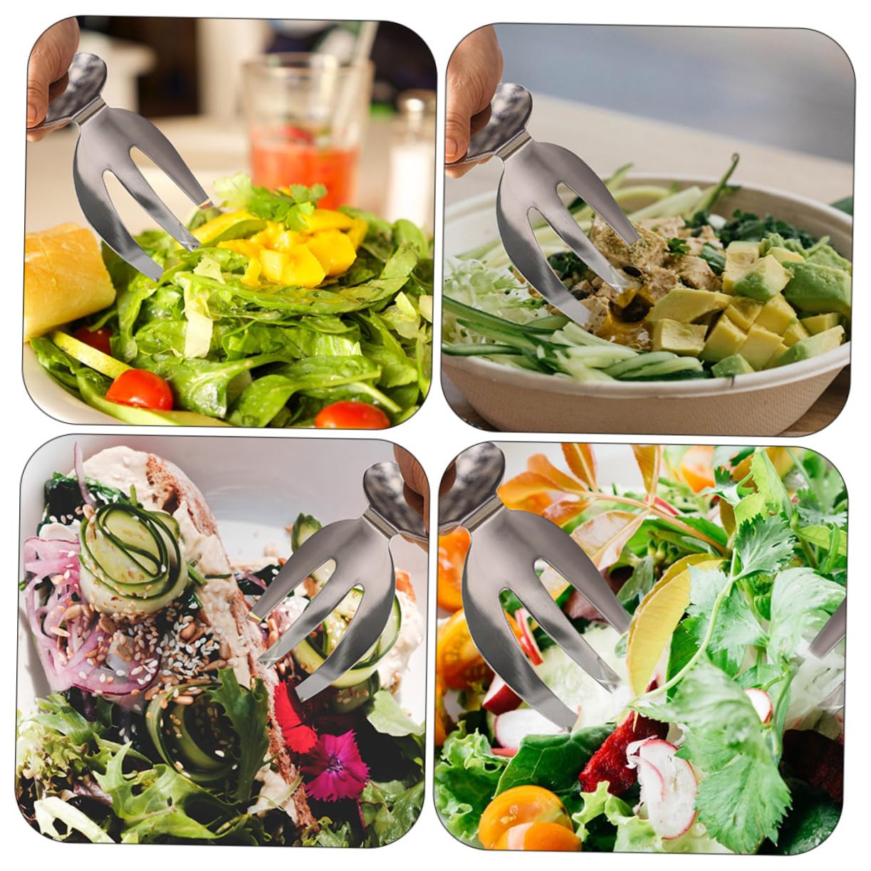BESTonZON 2stücke Edelstahlklaue Salatgabel Multifunktionsgeschirr Salat-servierklaue Formschön Und Hochglanzpoliert Zum Umrühren Von Salaten Für Täglichen Gebrauch Familie Restaurants Party