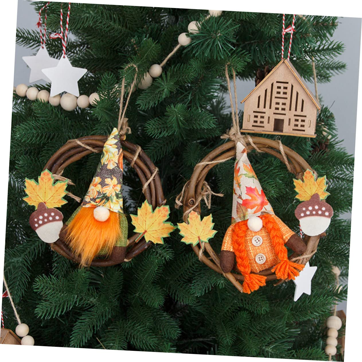 6stücke Herbstkranz Mit GNOME Dekorative Türkränze Für Thanksgiving Und Herbstfest Aus Rattan Und Ahornblättern Für Zuhause Und Feiern