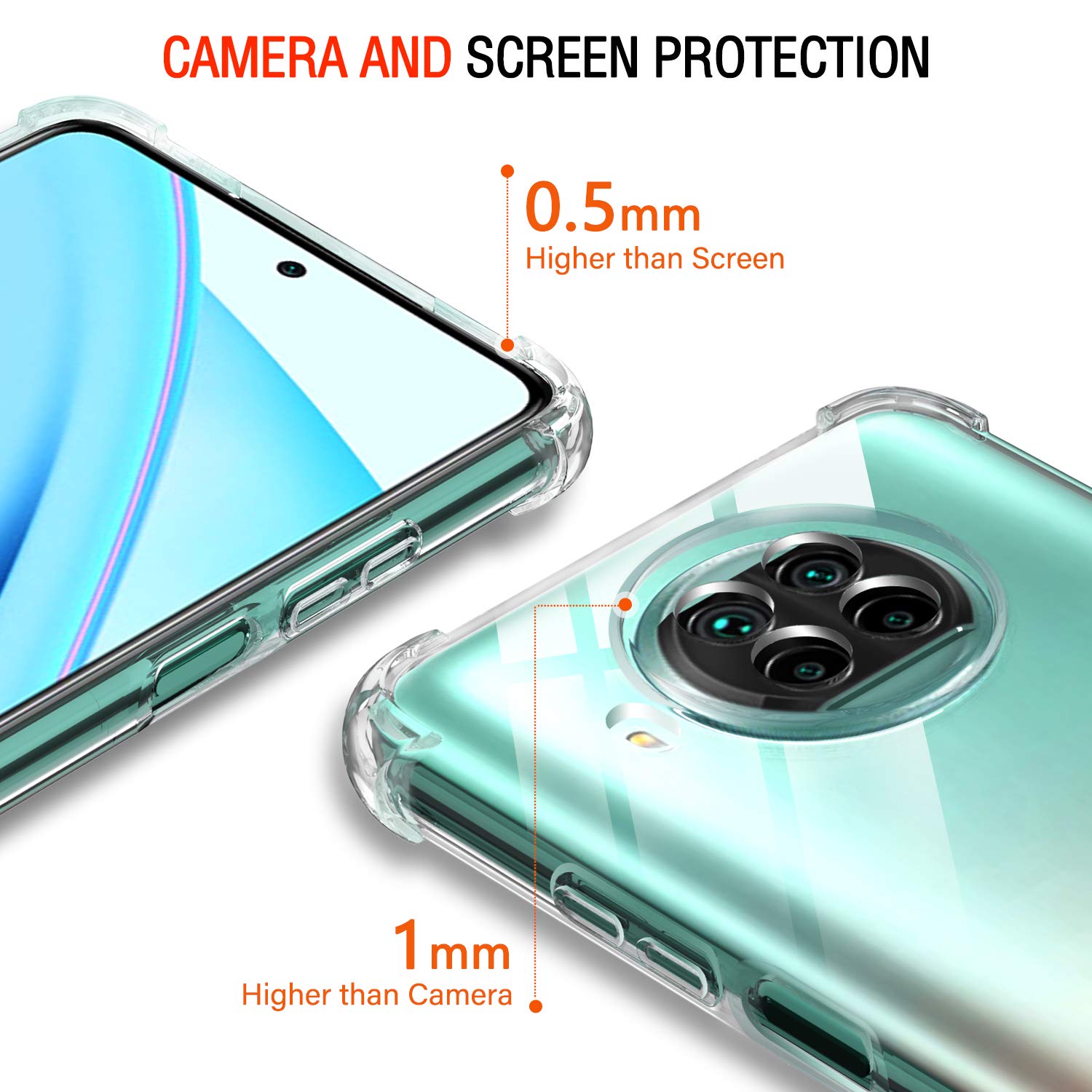IVoler Cover Trasparente Per Xiaomi Mi 10T / Mi 10T Pro 5G, Custodia In TPU Morbido Antiurto, Sottile E Anti-ingiallimento, Protezione Per Fotocamera