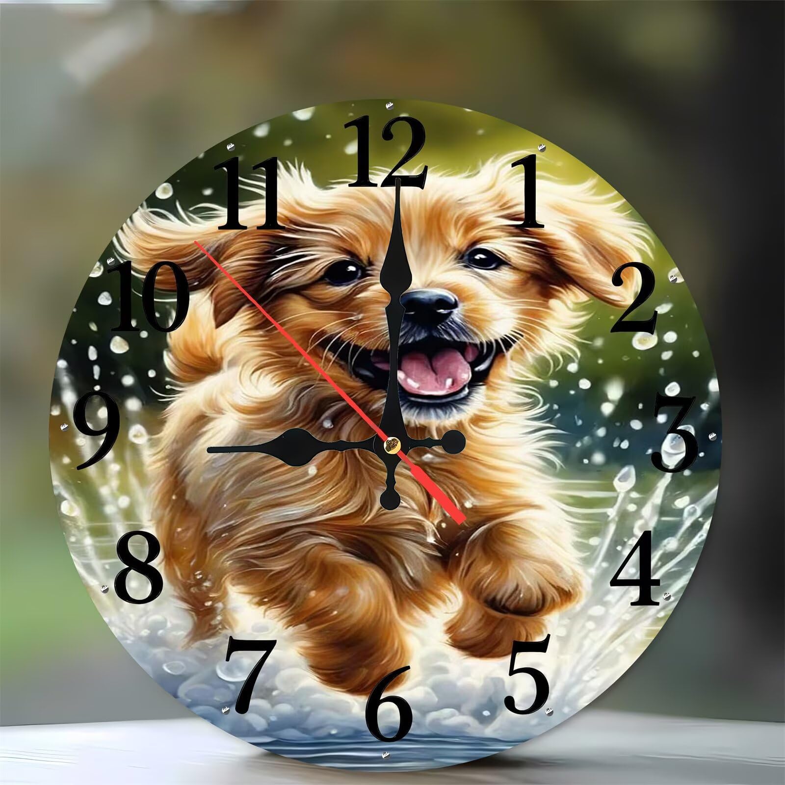 Horloge Décorative Silencieuse pour Salon et Cuisine au Motif Chien