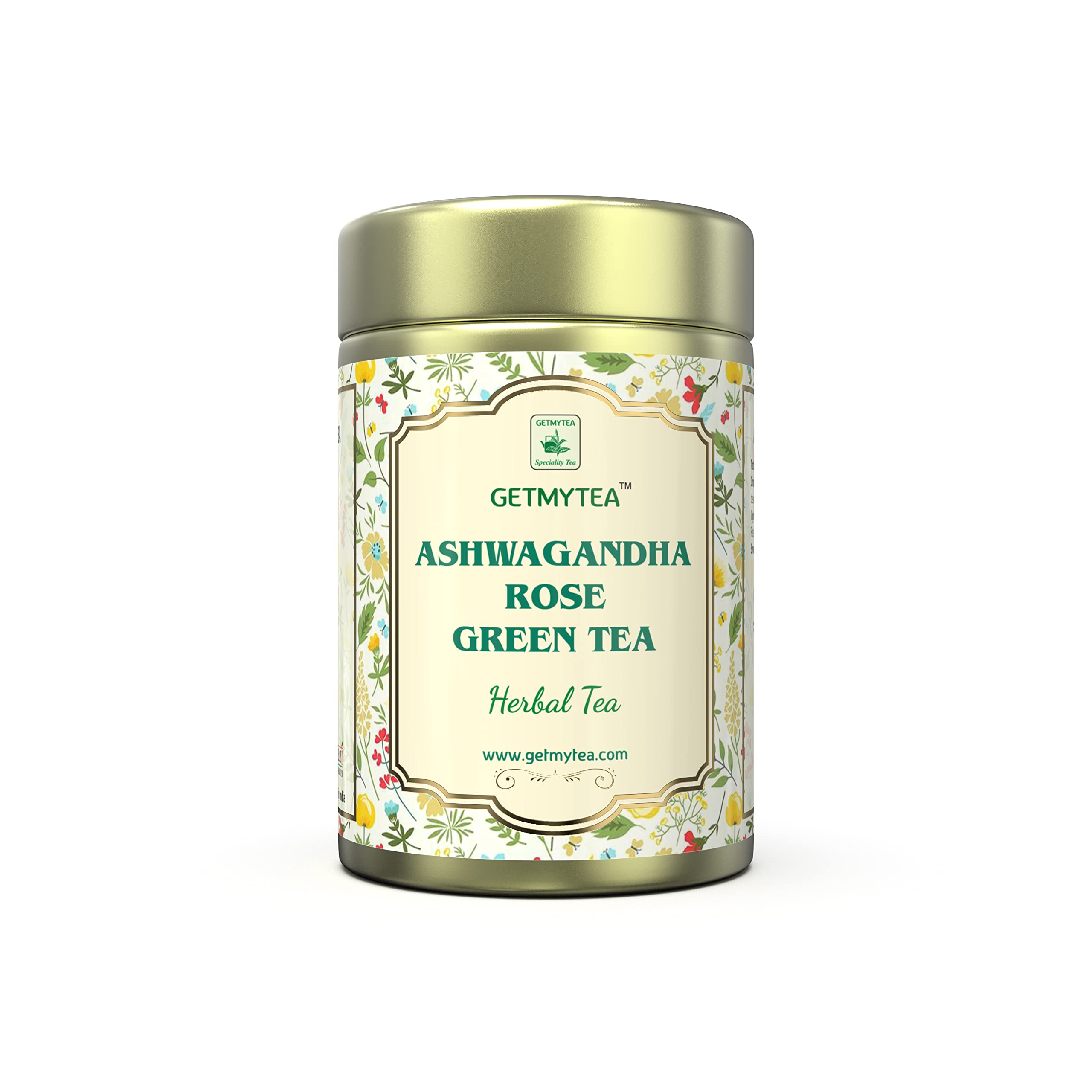 Getmytea Ashwagandha and Rose Herbal Green Tea Can 50g | Herbal Tea | Whole Leaf Loose Green Tea | No Artificial Flavour | Only Natural Herbs | Detox | Health Tea with Anti Oxidants | Immunity Boosting - 50g (50 Cups) (B098JXJTSL) Amazon Price History, Amazon Price Tracker