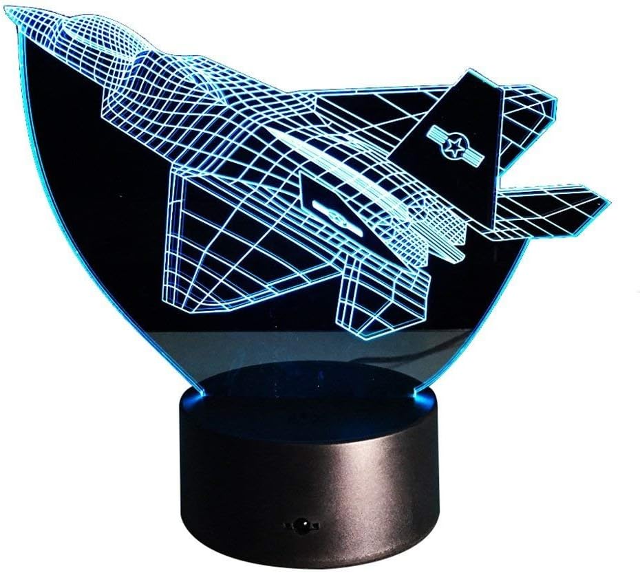 3D Fighter LED Lamp 7 Colours Amazing Optical Illusion Art Sculpture Lights produces Unique Lighting Effect and 3D Viewing for Home Decor/Creative Gift [Energy Class D]